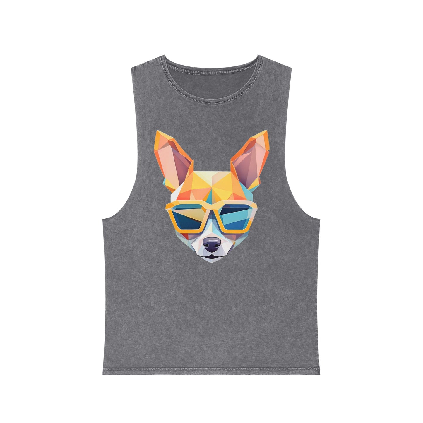 Polygon Chihuahua Shades Stonewash Tank - Large Front Print