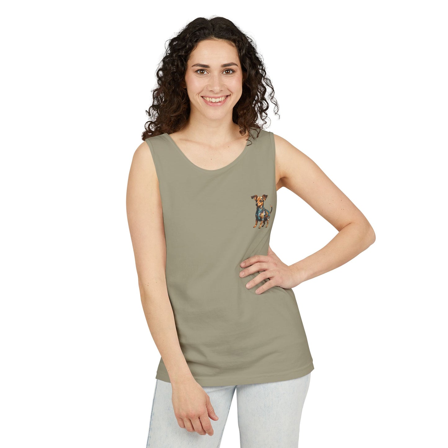 Polygon Style Pop Art Chiweenie Dog Dyed Tank Top - Pocket & Large Back Print
