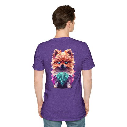 Polygon Pomeranian Dog T-Shirt - Pocket & Large Back Print