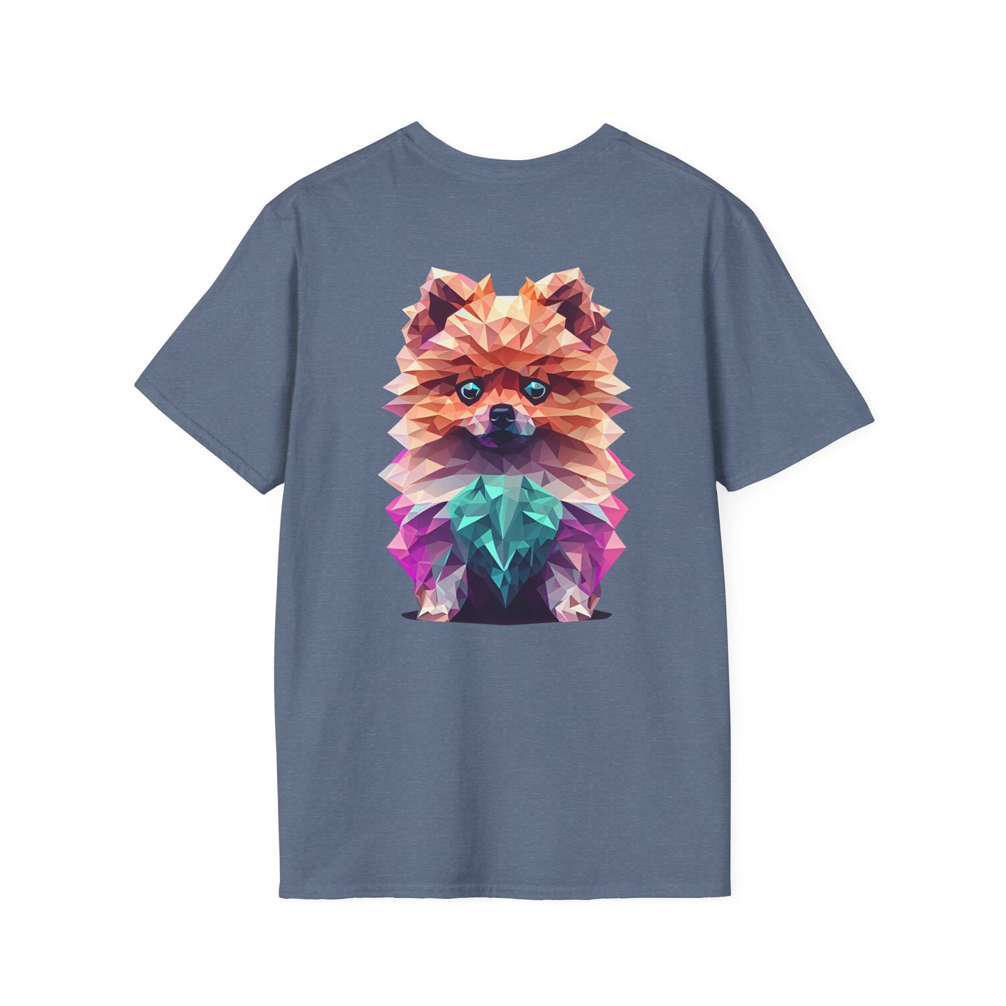 Polygon Pomeranian Dog T-Shirt - Pocket & Large Back Print