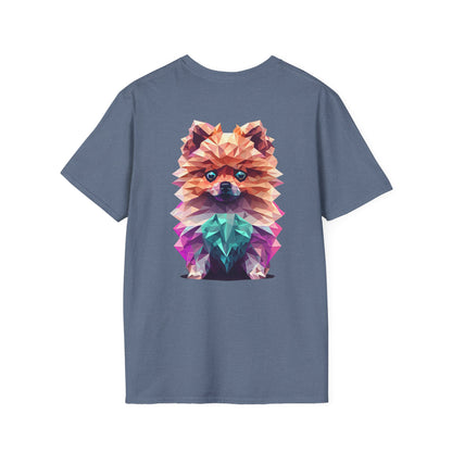 Polygon Pomeranian Dog T-Shirt - Pocket & Large Back Print