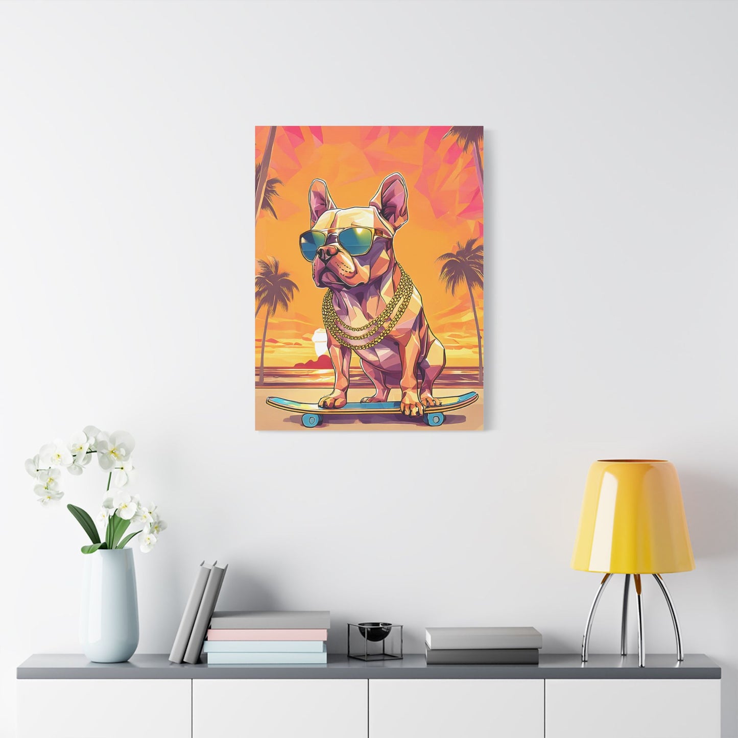Polygon Style French Bull Dog Skater Canvas