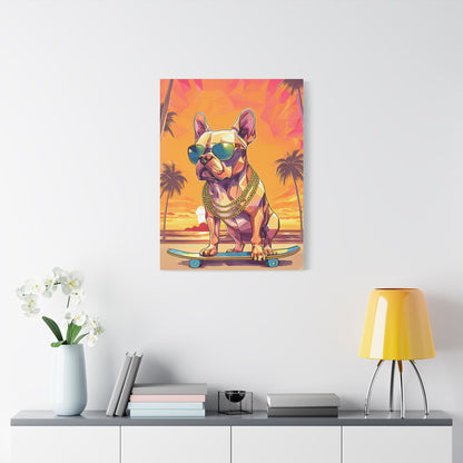 Polygon Style French Bull Dog Skater Canvas