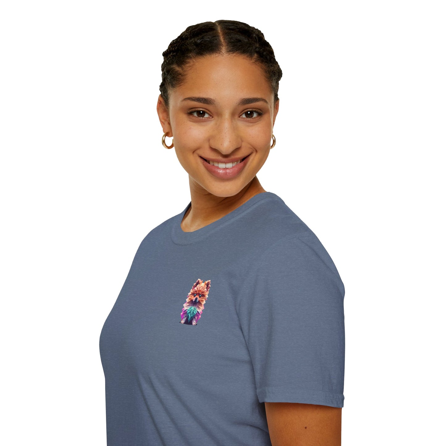 Polygon Pomeranian Dog T-Shirt - Pocket & Large Back Print