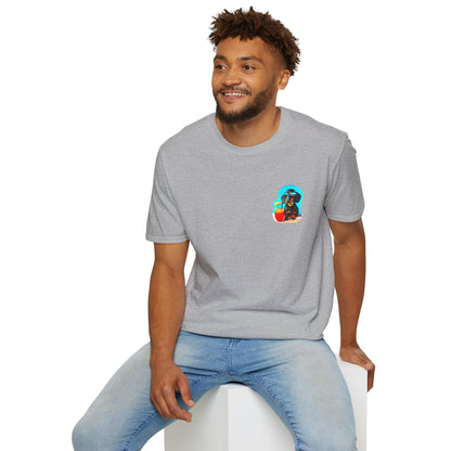 Bitcoin Dachshund Chillin Poolside T-Shirt - Pocket & Large Back Print